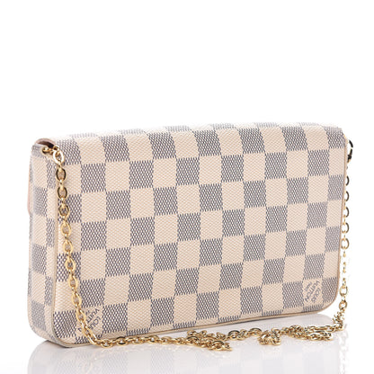Louis Vuitton Damier Azur Pochette Felicie Chain Wallet Rose Ballerine 4 of 11