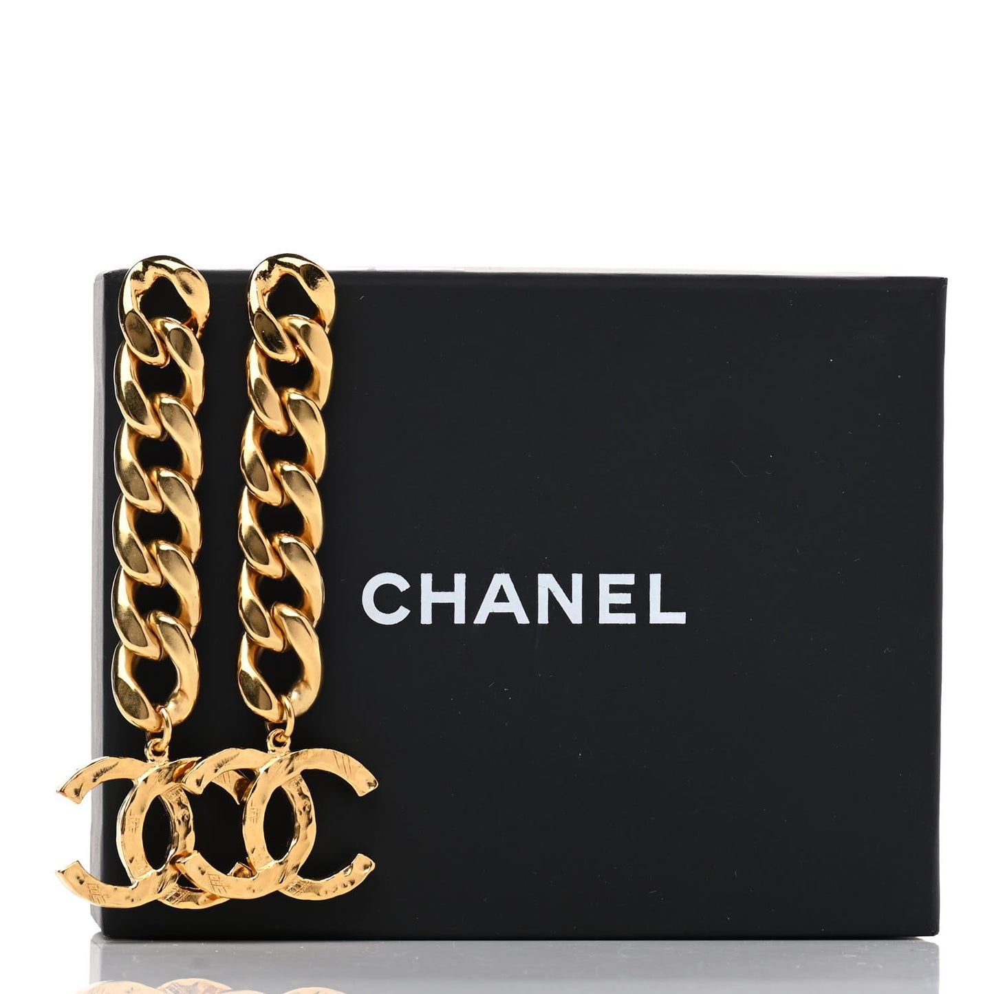 Metal CC Pick Drop Earrings Gold