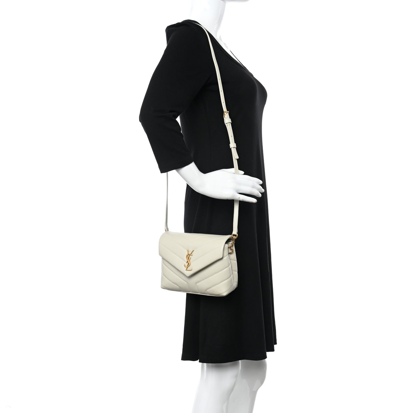 Calfskin Y Quilted Monogram Toy Loulou Crossbody Bag Blanc VIntage