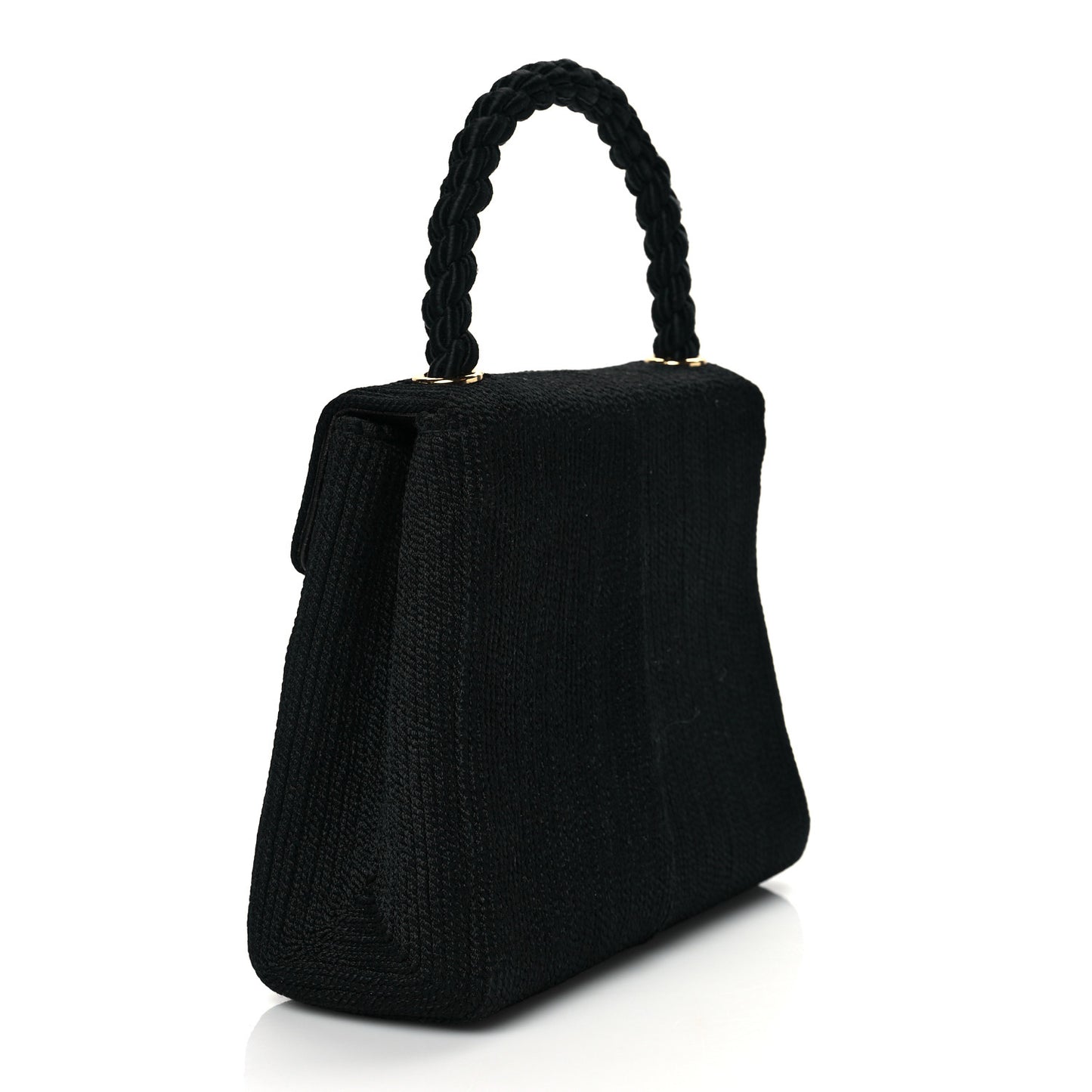 Silk Rope Mini Top Handle Flap Bag Black