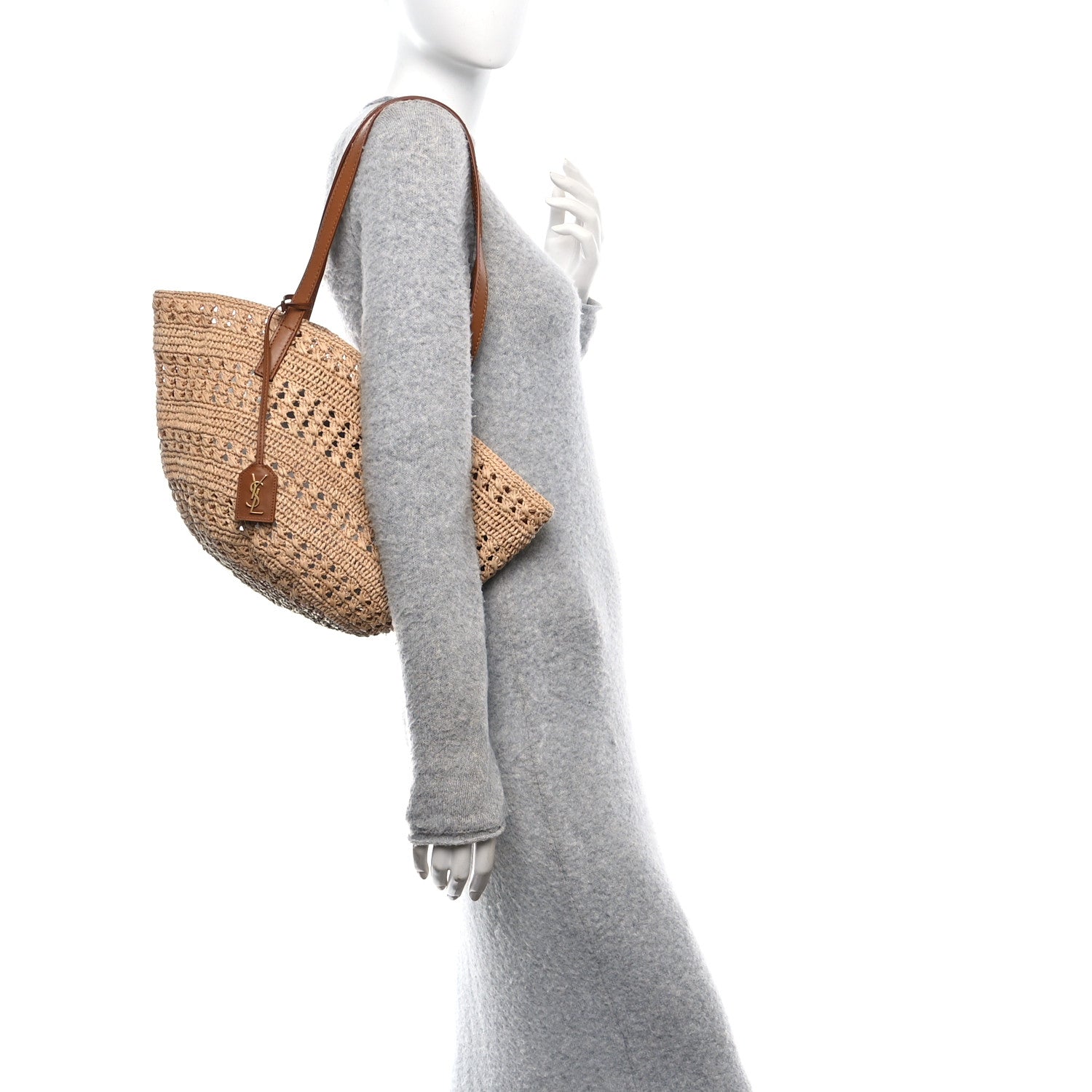 Saint Laurent Raffia Calfskin Small Panier Tote Naturel 3 of 10