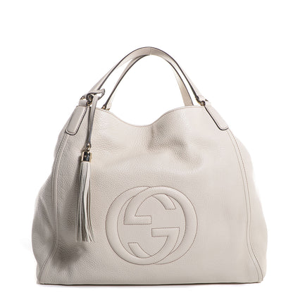 Gucci Pebbled Calfskin Large Soho Shoulder Bag Off White 1 of 9