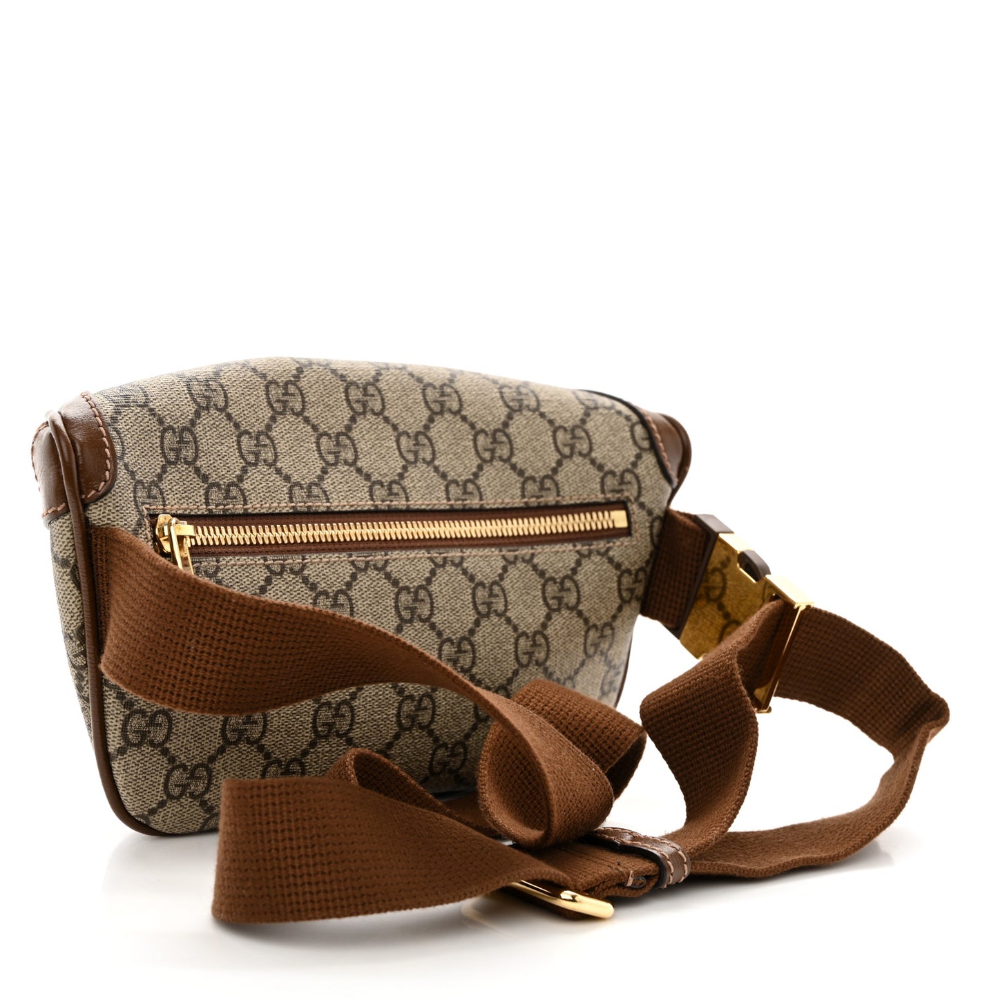 GG Supreme Monogram Textured Calfskin Retro Interlocking G Belt Bag Beige Ebony Brown Sugar