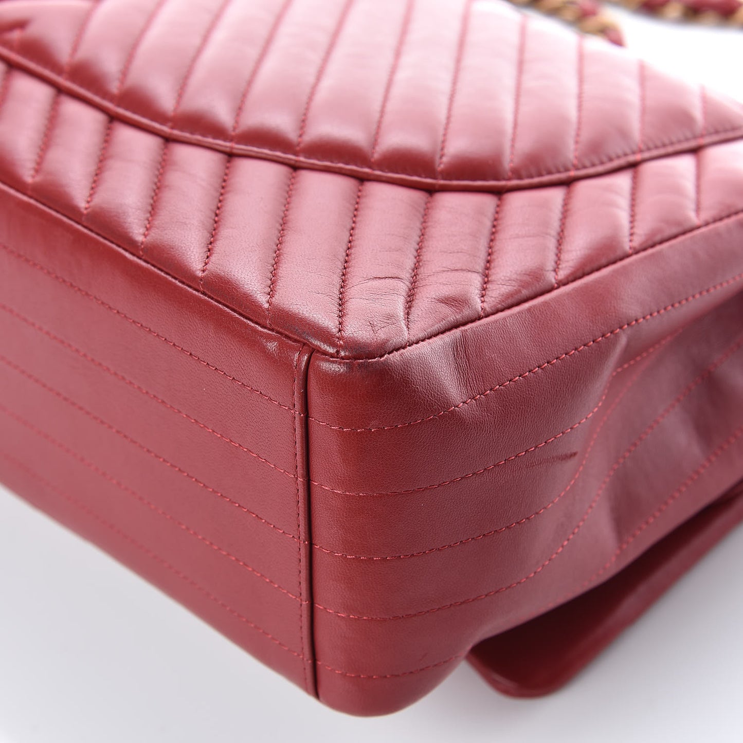 Lambskin Chevron Quilted Maxi Double Flap Red