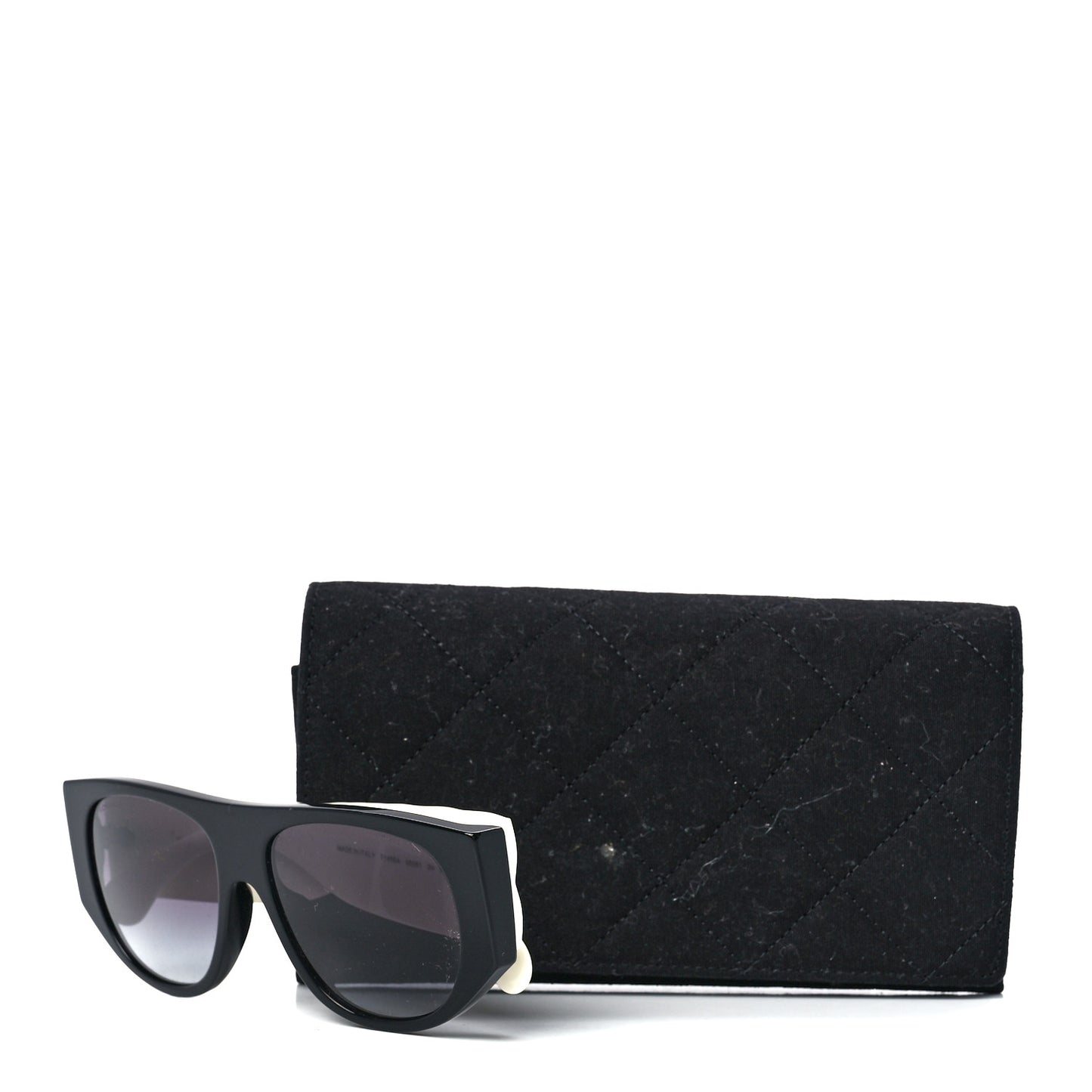 Acetate Quilted CC Pilot Sunglasses 71465 White Black