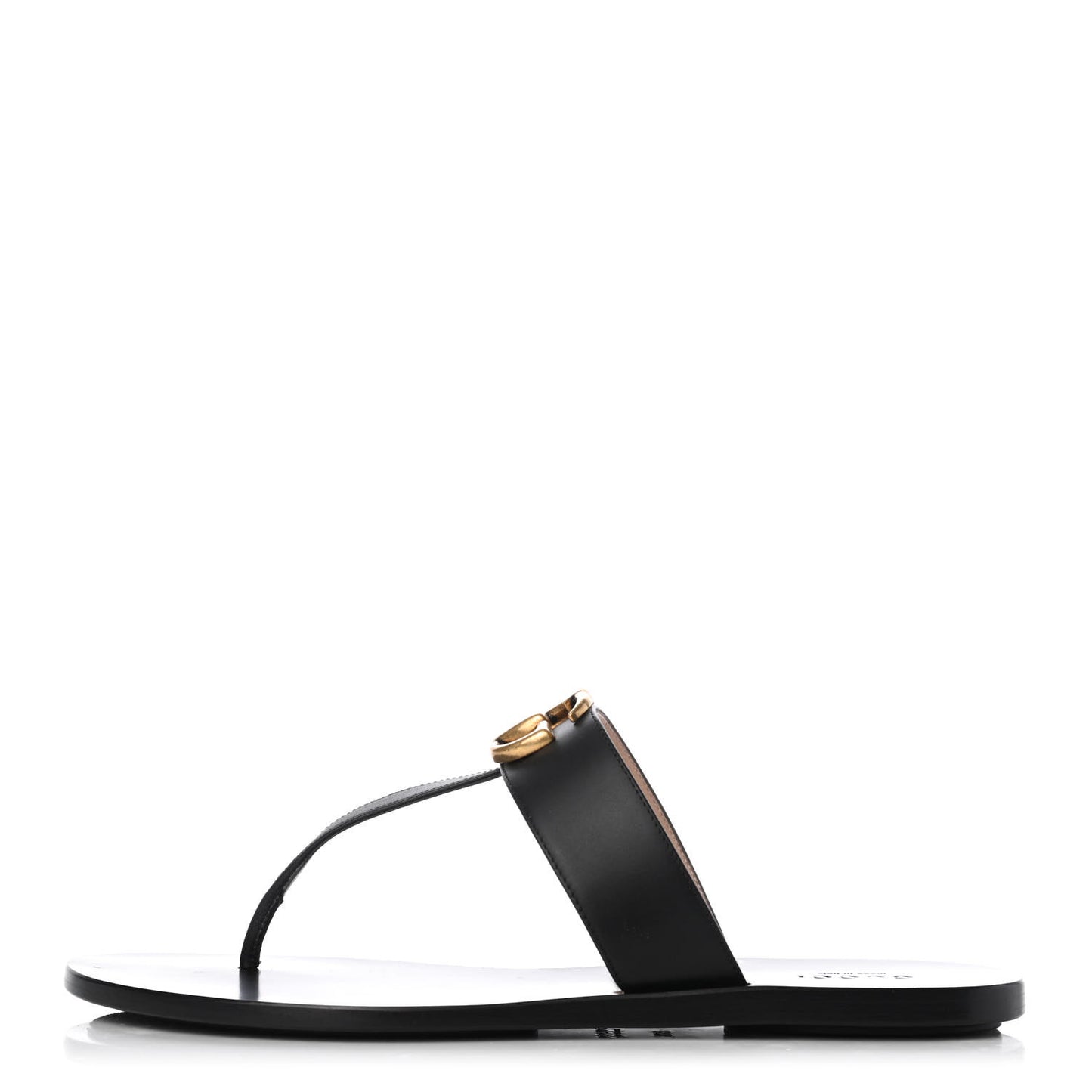 Calfskin GG Marmont Thong Sandals 38.5 Black