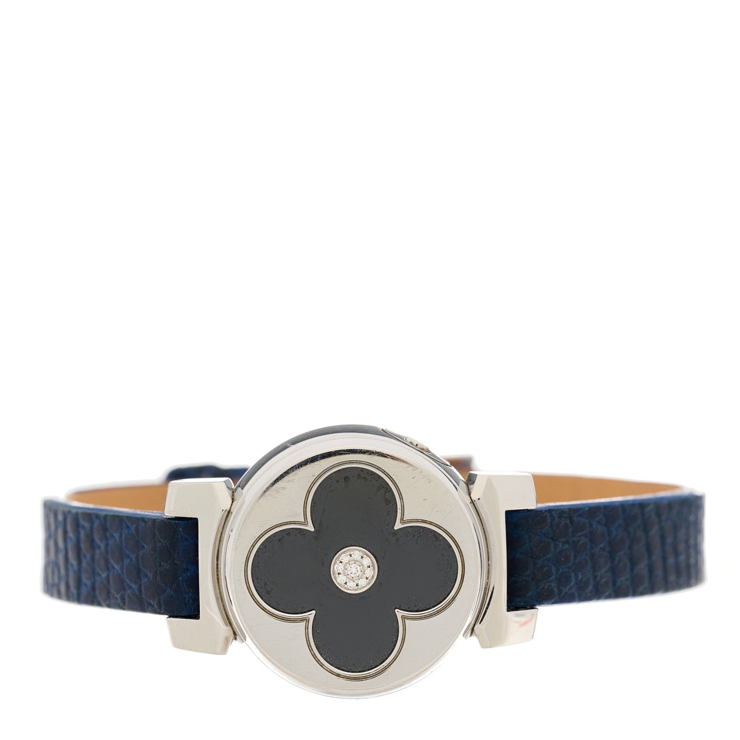 Louis Vuitton Stainless Steel Lizard Diamond 22mm Tambour Bijou Secret Quartz Watch Black 5 of 5