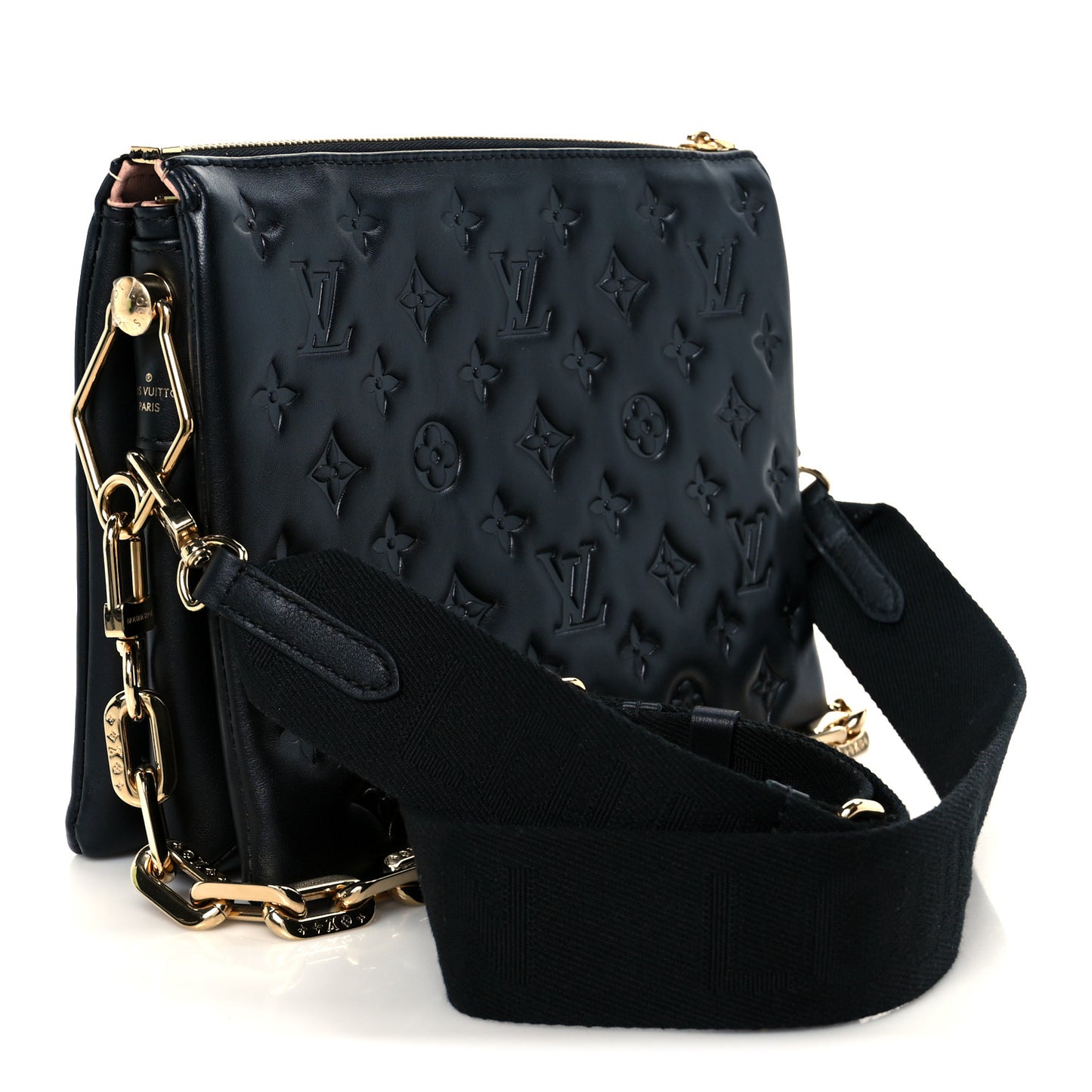 Lambskin Embossed Monogram Coussin PM Black
