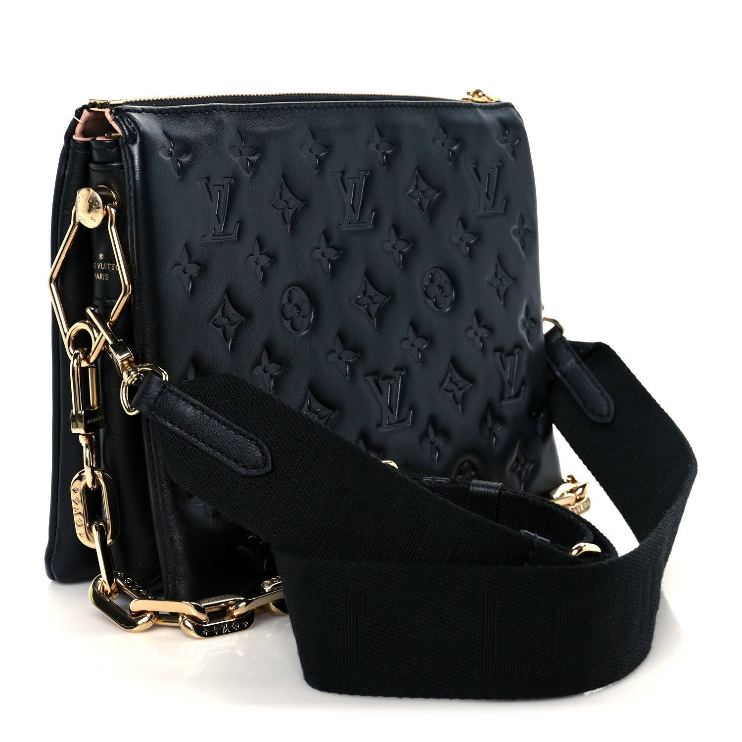 Louis Vuitton Lambskin Embossed Monogram Coussin PM Black 3 of 13