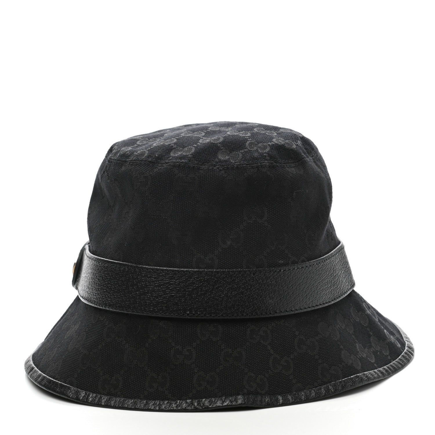 Gucci Monogram Textured Dollar Calfskin GG Jago Bucket Hat M Black 4 of 11