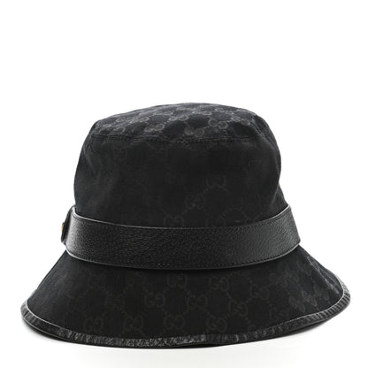 Gucci Monogram Textured Dollar Calfskin GG Jago Bucket Hat M Black 4 of 11
