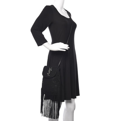 Saint Laurent Crochet Fringe Monogram Serpent Anita Small Crossbody Black 2 of 9