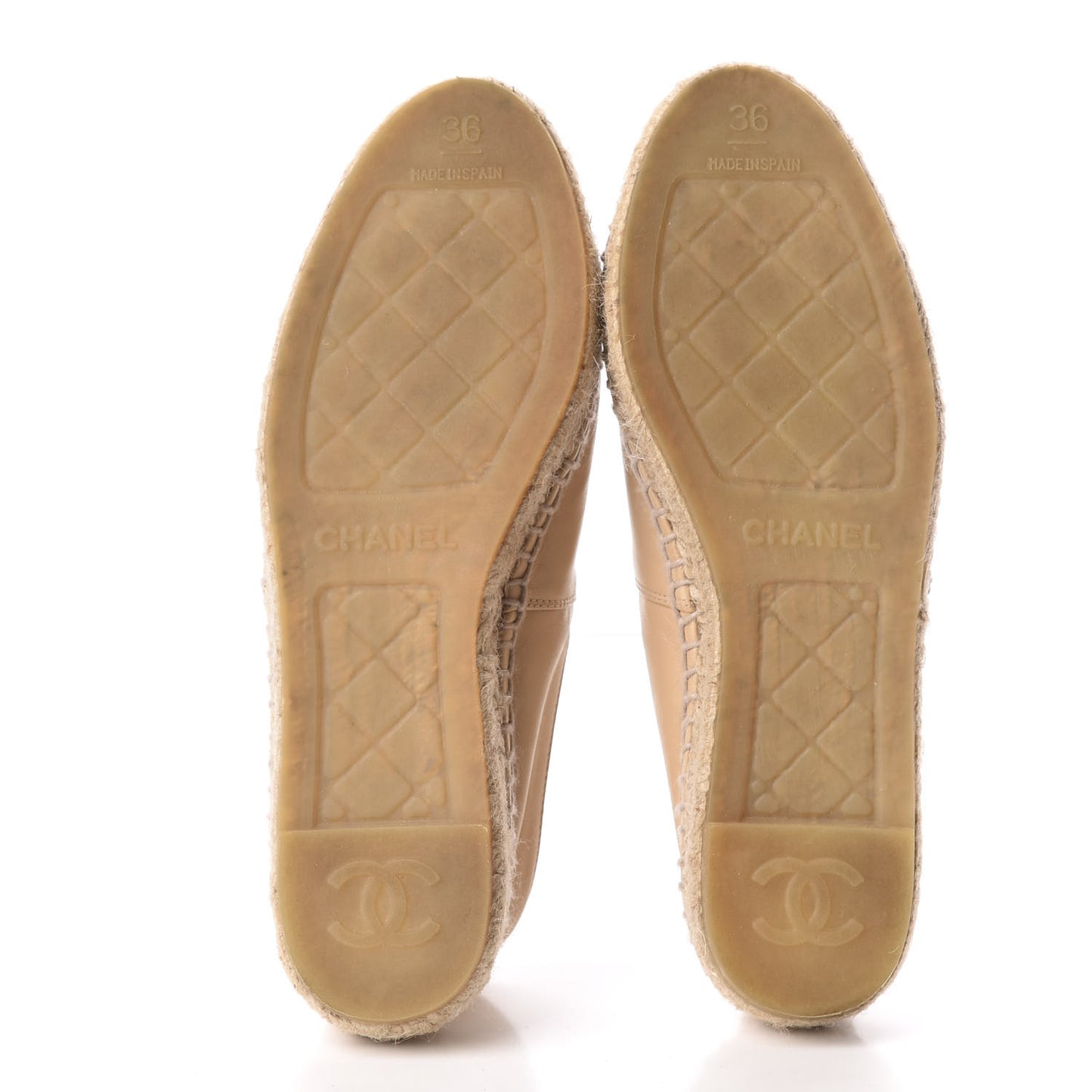 Lambskin CC Espadrilles 36 Beige Black