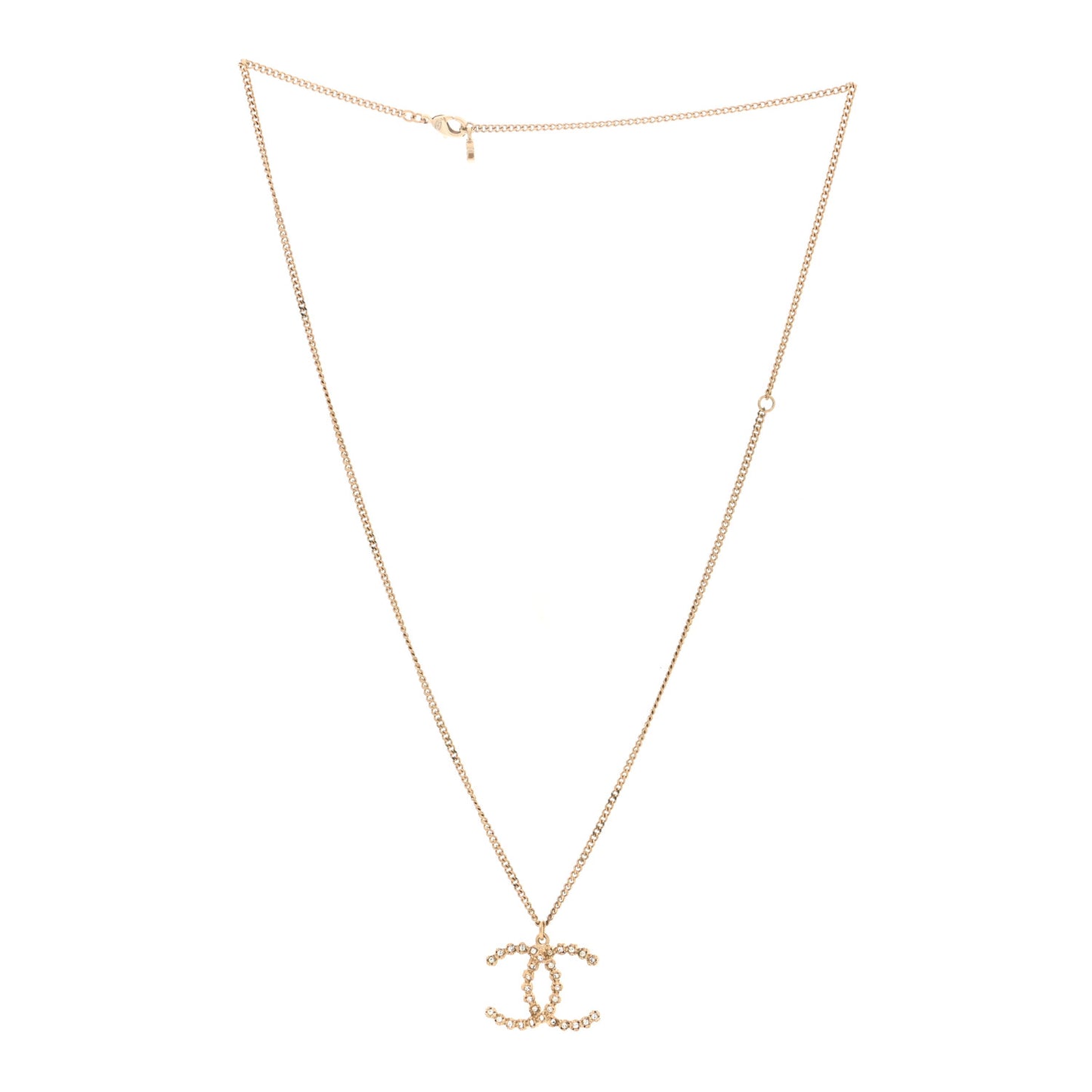 Crystal CC Pendant Necklace Gold