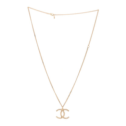 Chanel Crystal CC Pendant Necklace Gold 3 of 6