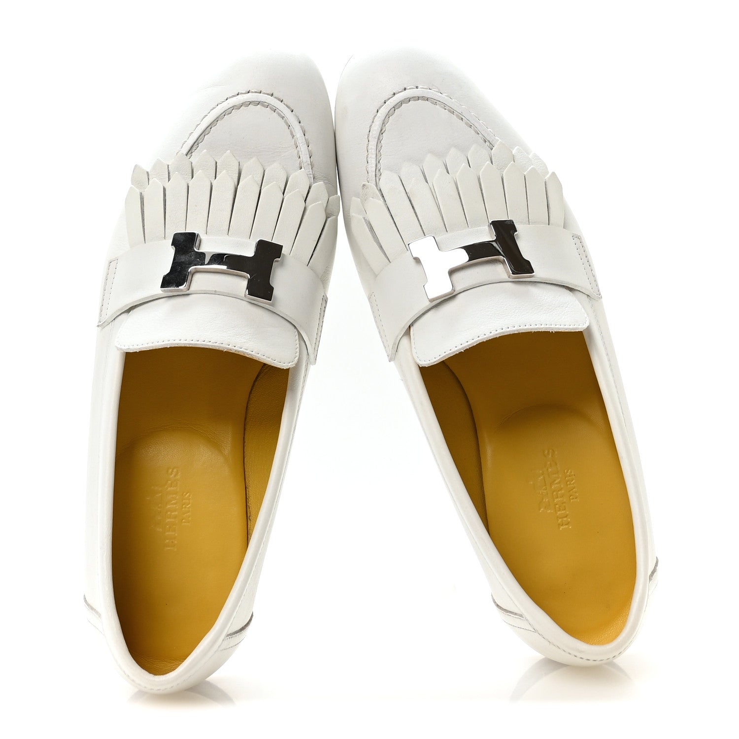 Hermes Calfskin Womens Royal Loafers 35 White 2 of 8