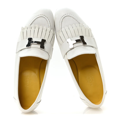 Hermes Calfskin Womens Royal Loafers 35 White 2 of 8