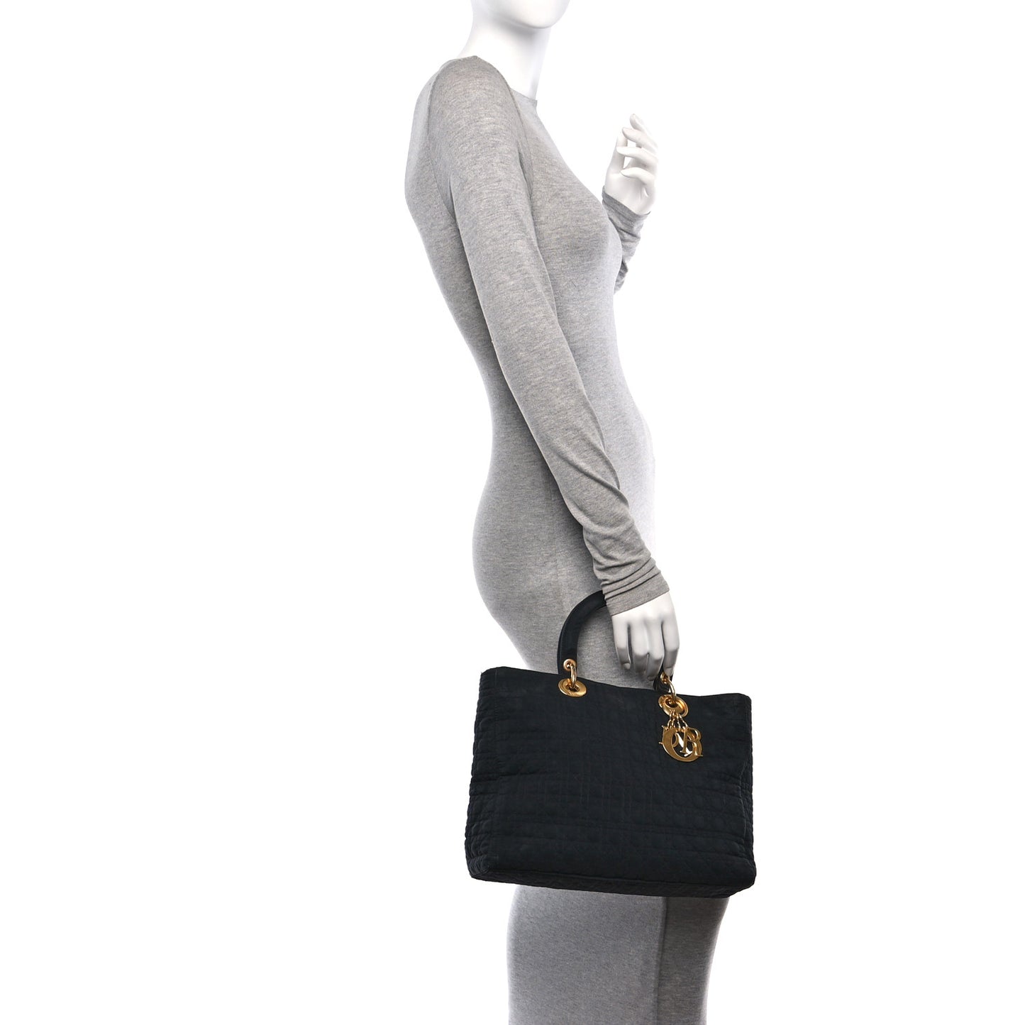 Nylon Cannage Large Lady Dior Black
