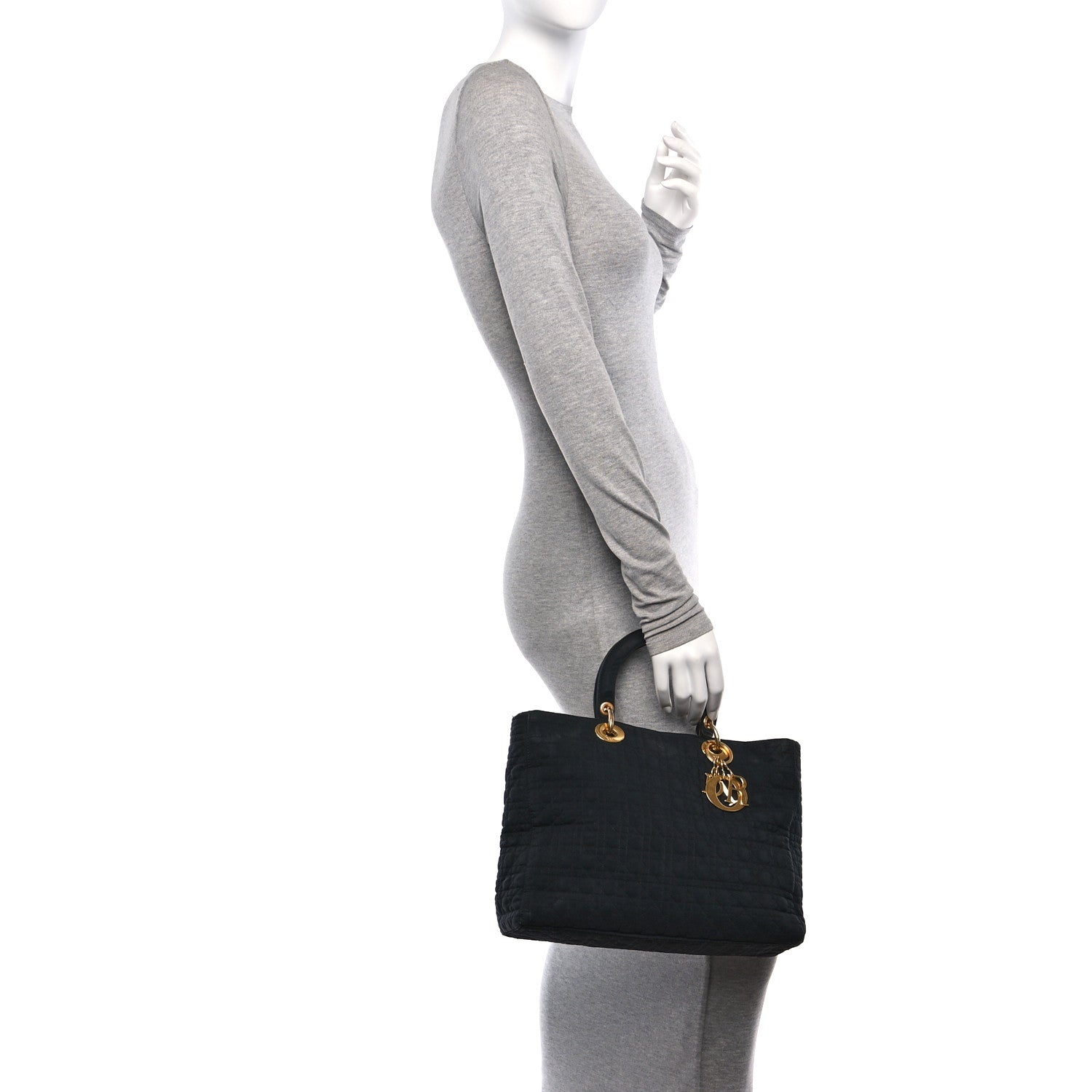 Christian Dior Nylon Cannage Large Lady Dior Black 3 of 18