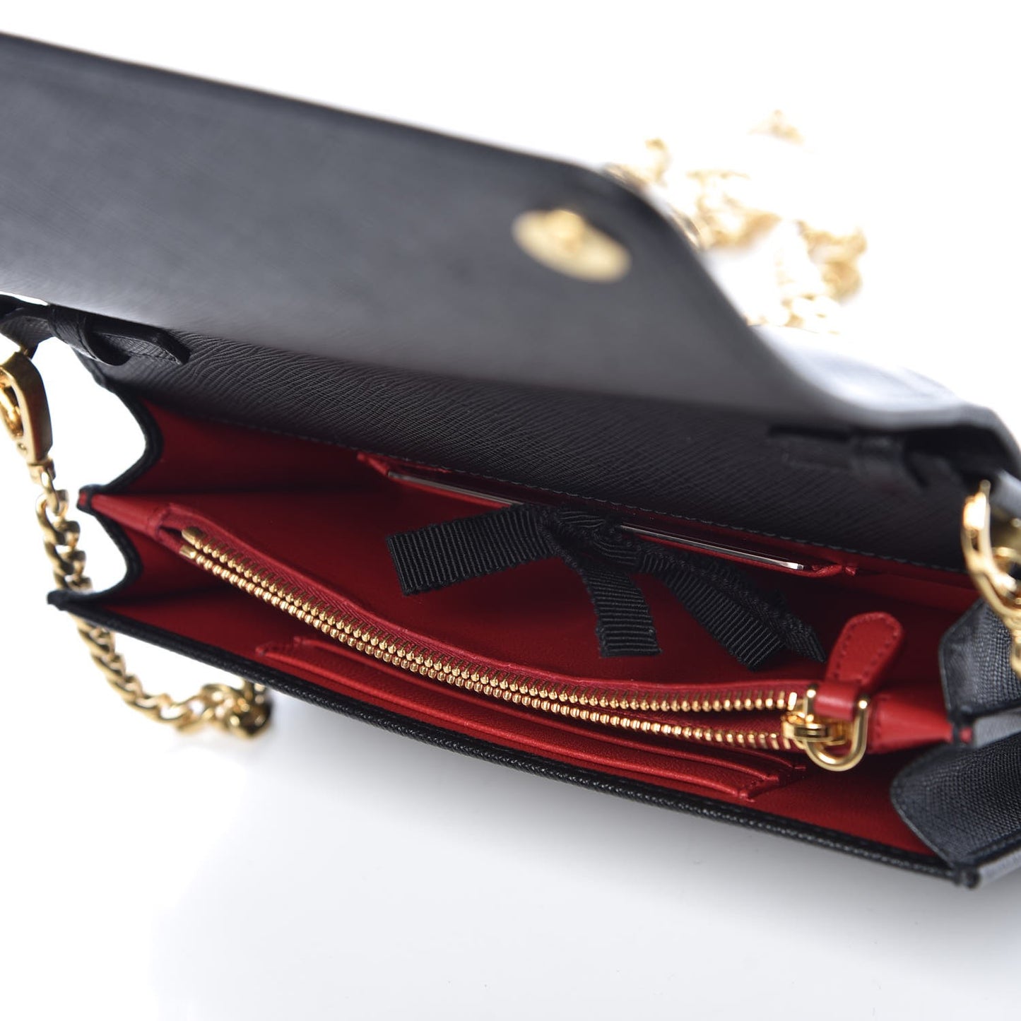 Saffiano Lux Chain Wallet Black