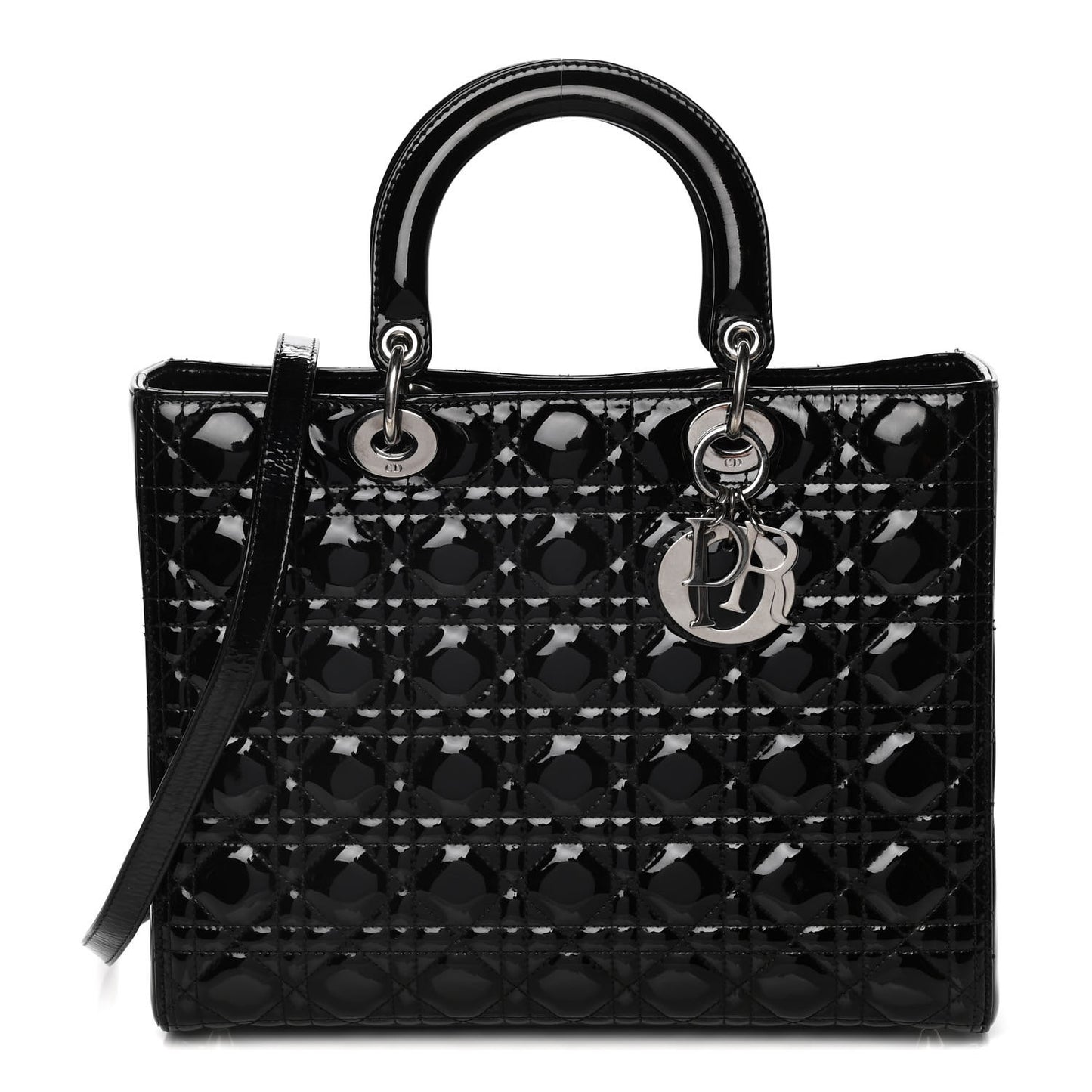 Patent Cannage Large Lady Dior Black