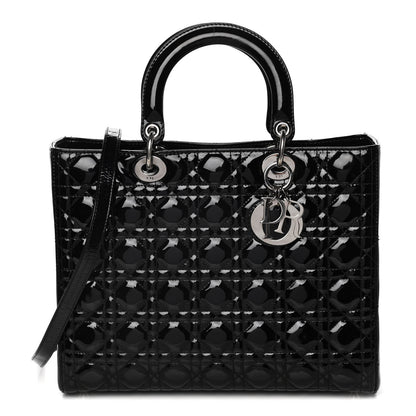 Christian Dior Patent Cannage Large Lady Dior Black 1 of 14