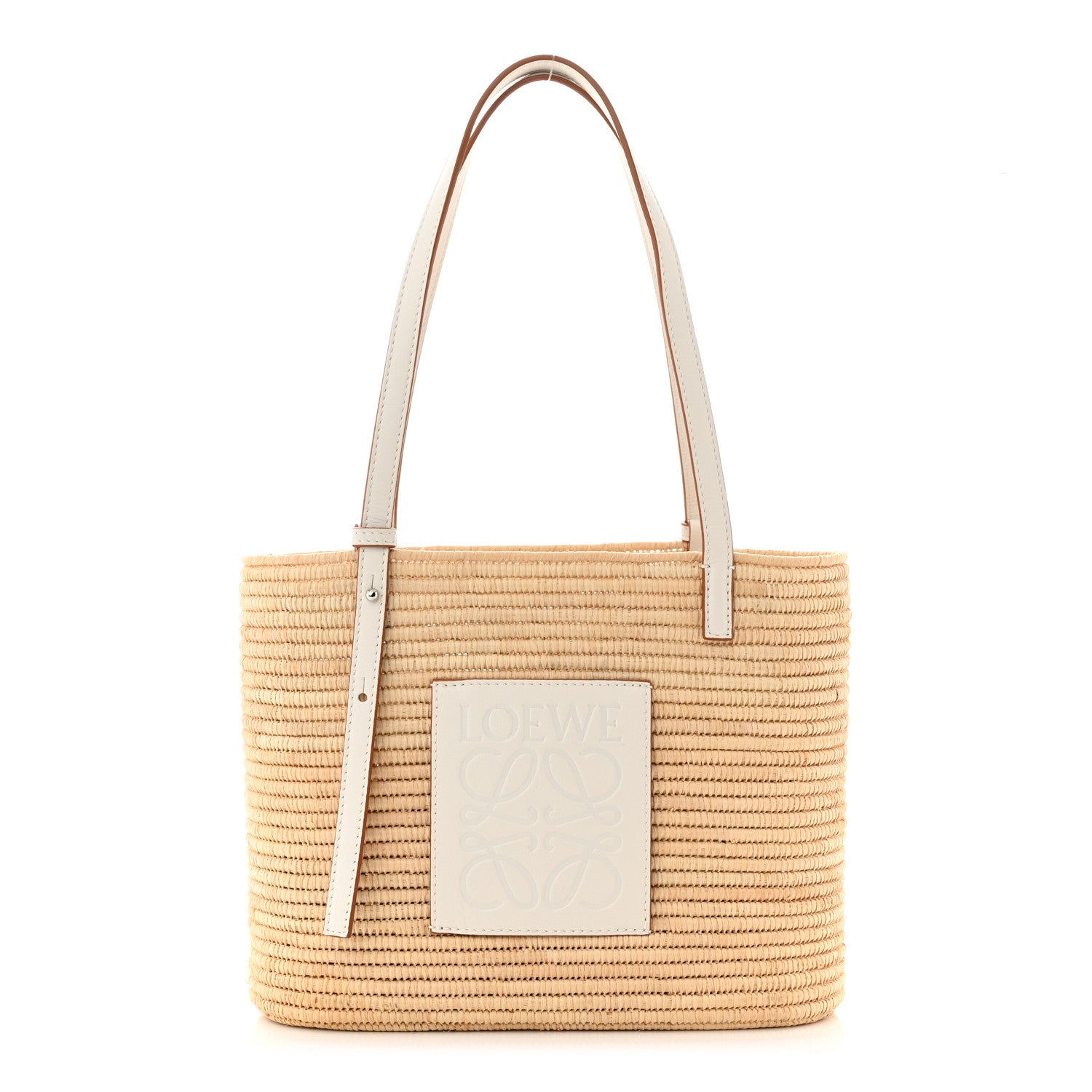 Loewe Raffia Square Small Basket Tote Bag Natural White 1 of 9