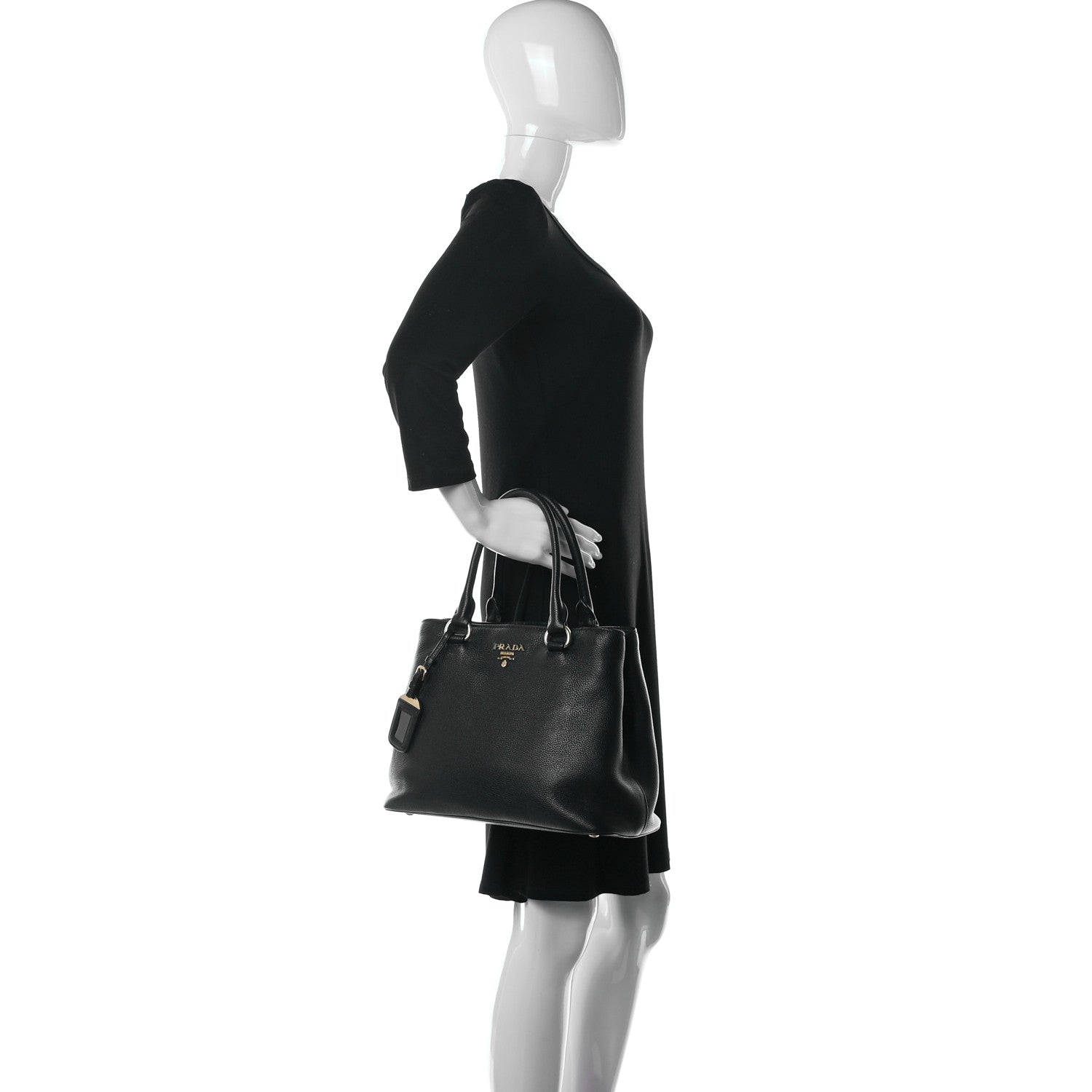 Prada Vitello Daino Tote Black 2 of 14