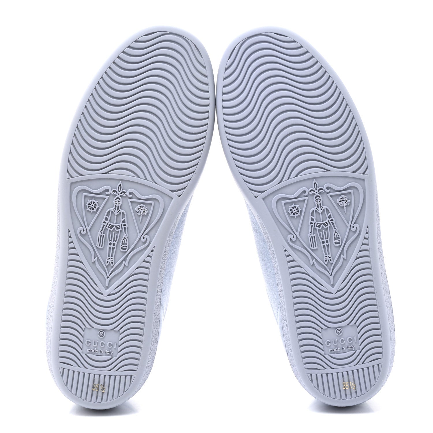 Gucci Calfskin Interlocking G Perforated Womens Ace Sneakers 35.5 Porcelain Light Blue Zaffiro 6 of 10