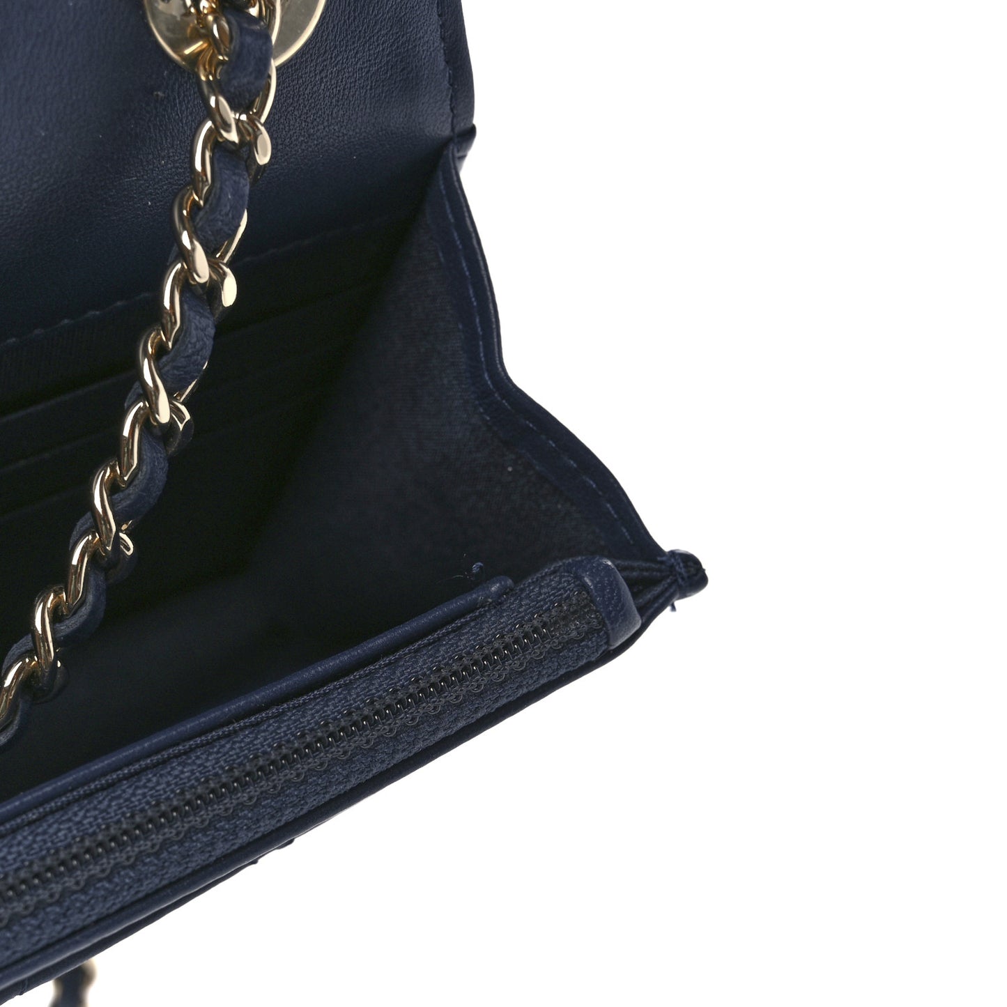 Lambskin Quilted Trendy CC Wallet On Chain WOC Blue
