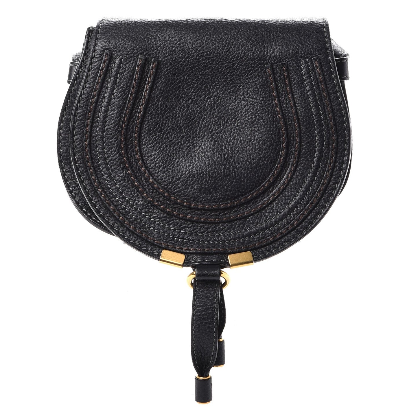 Calfskin Mini Marcie Round Crossbody Bag Black