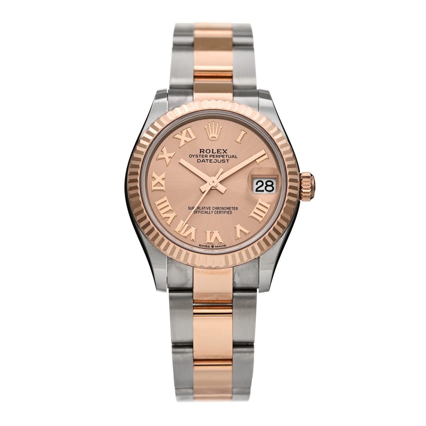 Stainless Steel 18K Everose Gold 31mm Oyster Perpetual Datejust Watch Sundust Roman 278271