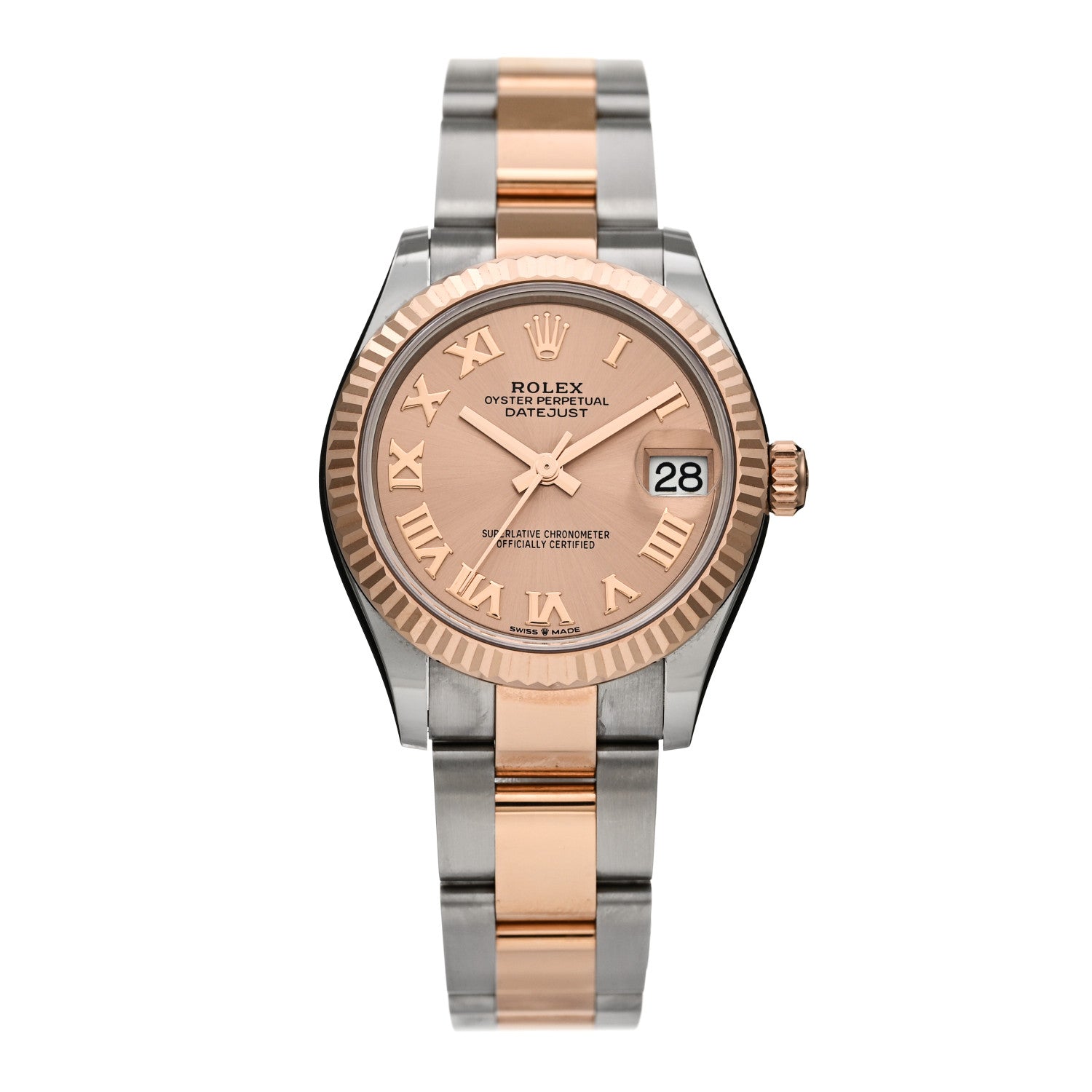 Rolex Stainless Steel 18K Everose Gold 31mm Oyster Perpetual Datejust Watch Sundust Roman 278271 1 of 5
