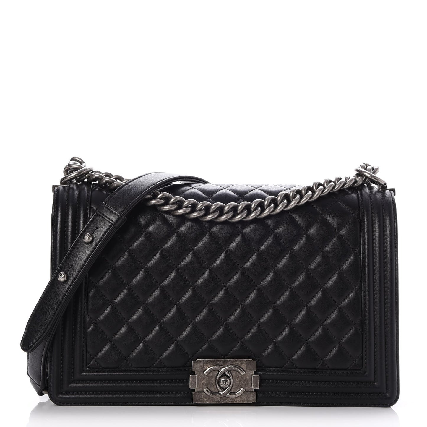 Lambskin Quilted New Medium Boy Flap Black