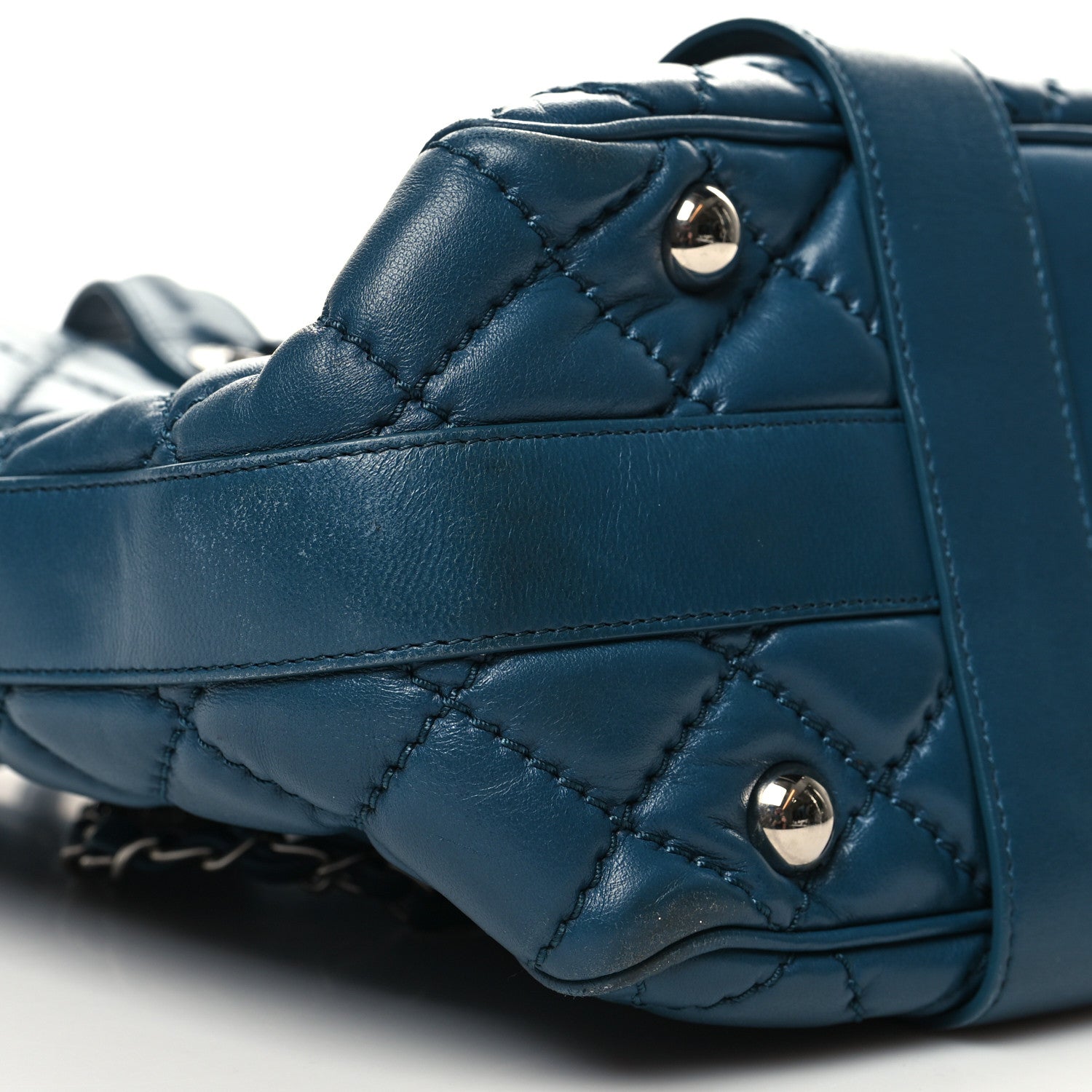 Chanel Lambskin Quilted Easy Carry Shopping Tote Blue 13 of 19