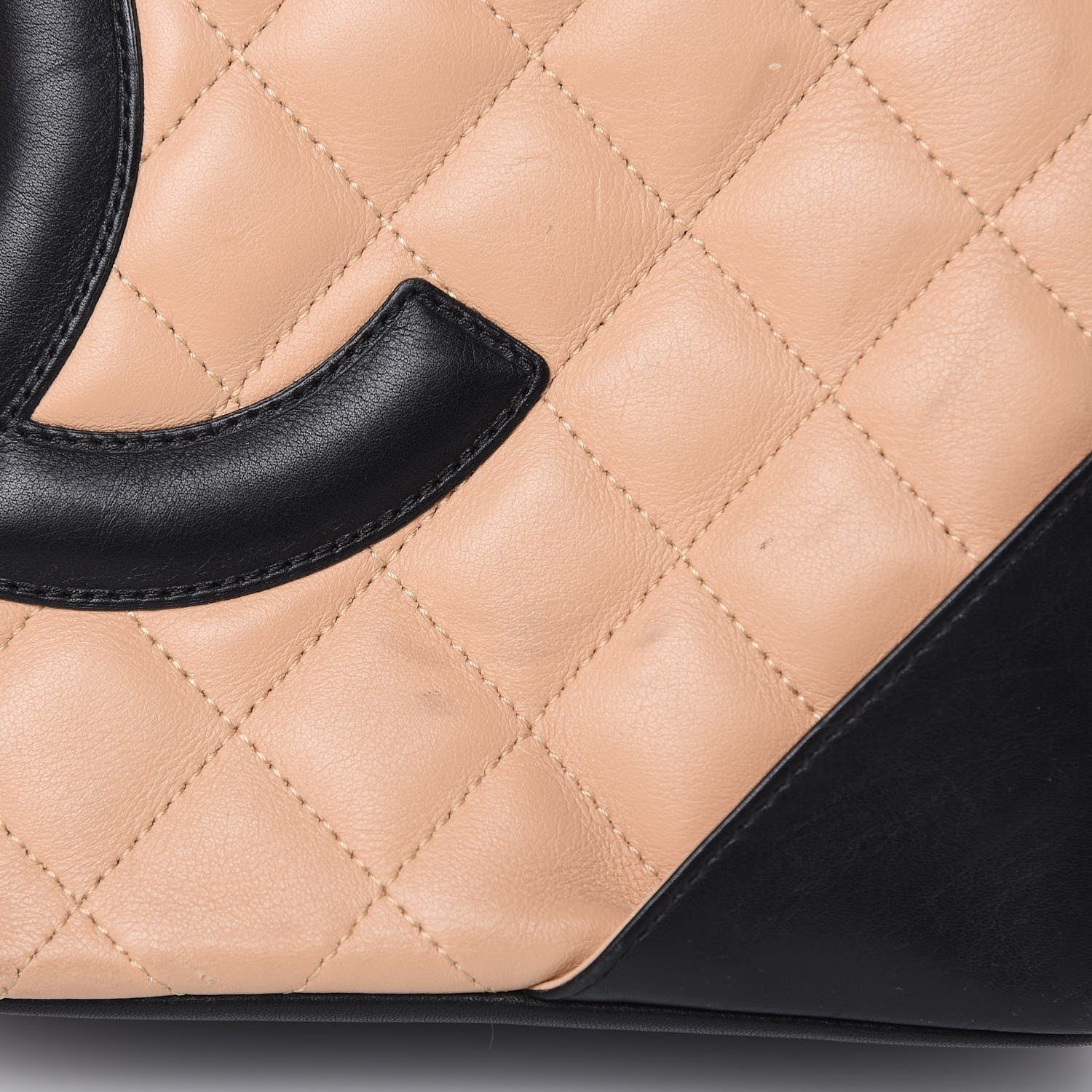 Chanel Calfskin Quilted Small Cambon Tote Beige Black 12 of 15
