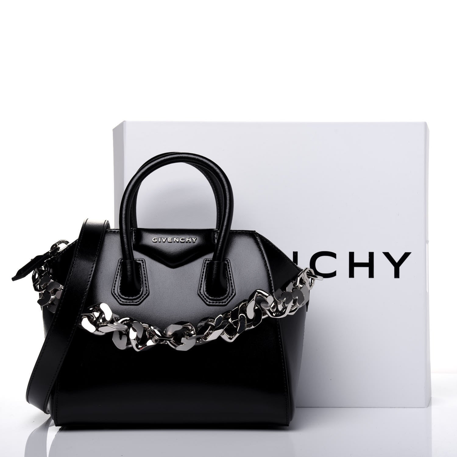 Givenchy Shiny Lord Calfskin Mini Antigona With Chain Black 12 of 12