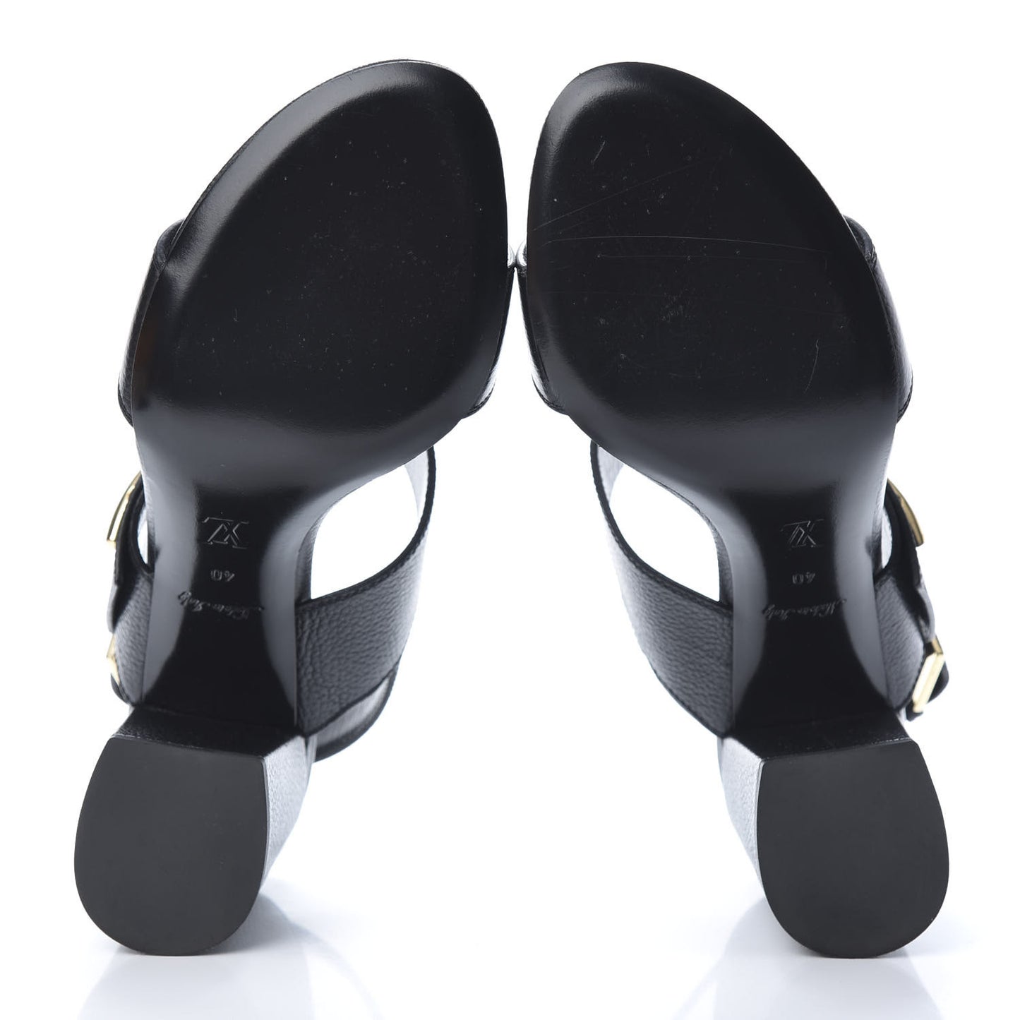 Grained Calfskin Horizon Sandals 40 Black