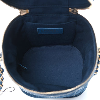Chanel Denim Quilted Denim Trip Vanity Cosmetic Case Blue 4 of 4