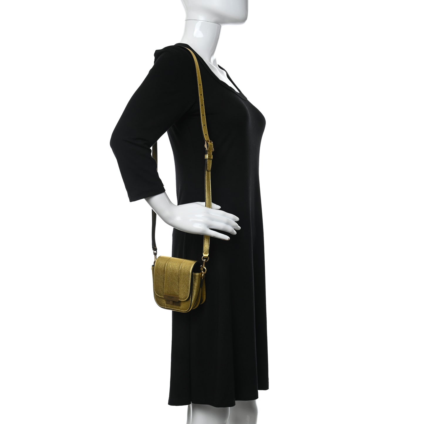 Metallic Grained Calfskin Mini Betty Satchel Gold