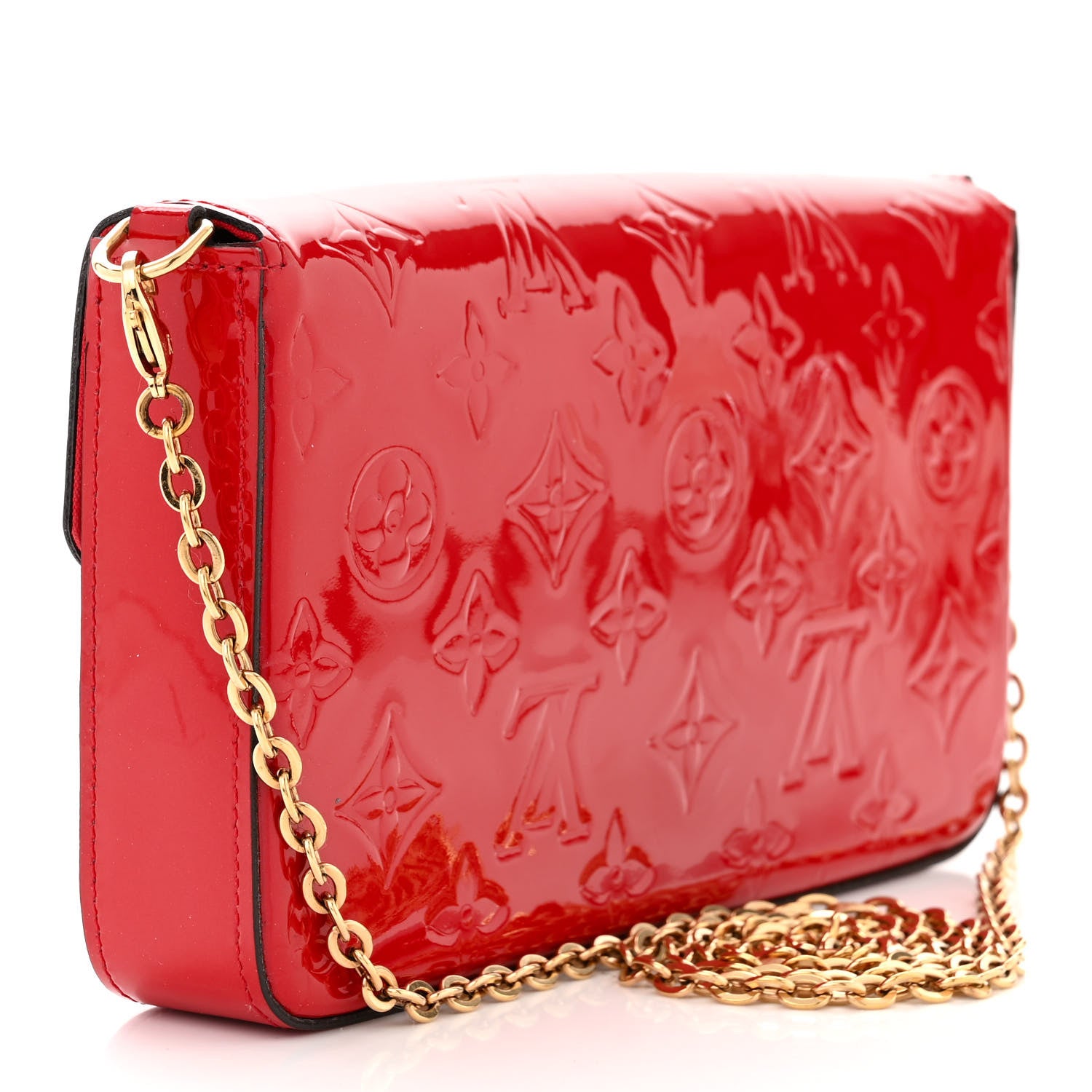 Louis Vuitton Vernis Felicie Pochette Chain Wallet Cherry 3 of 13