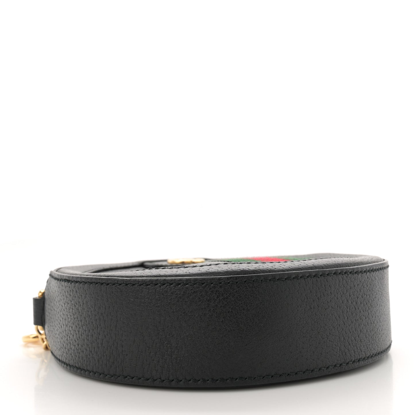 Grained Calfskin Web Mini Ophidia Round Shoulder Bag Black