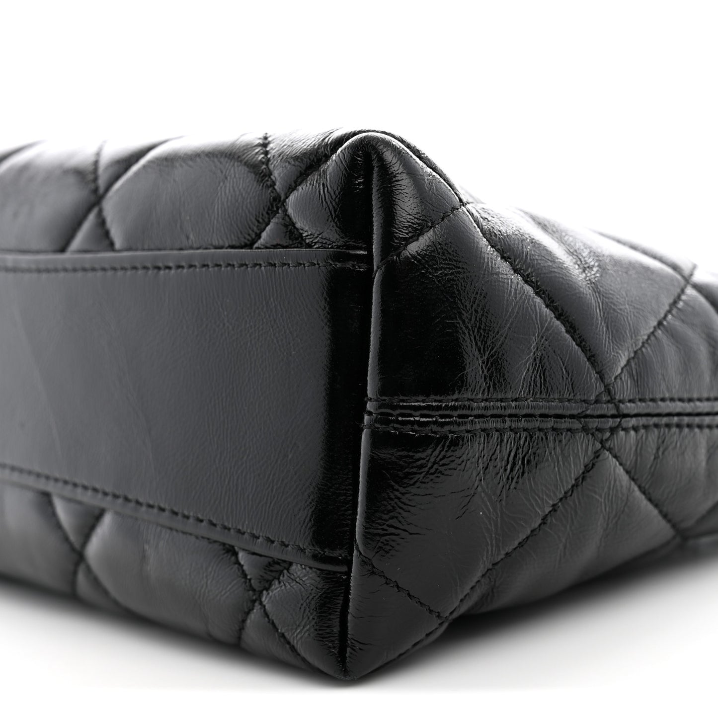 Shiny Crumpled Lambskin Quilted Small CC Funky Town Hobo Black