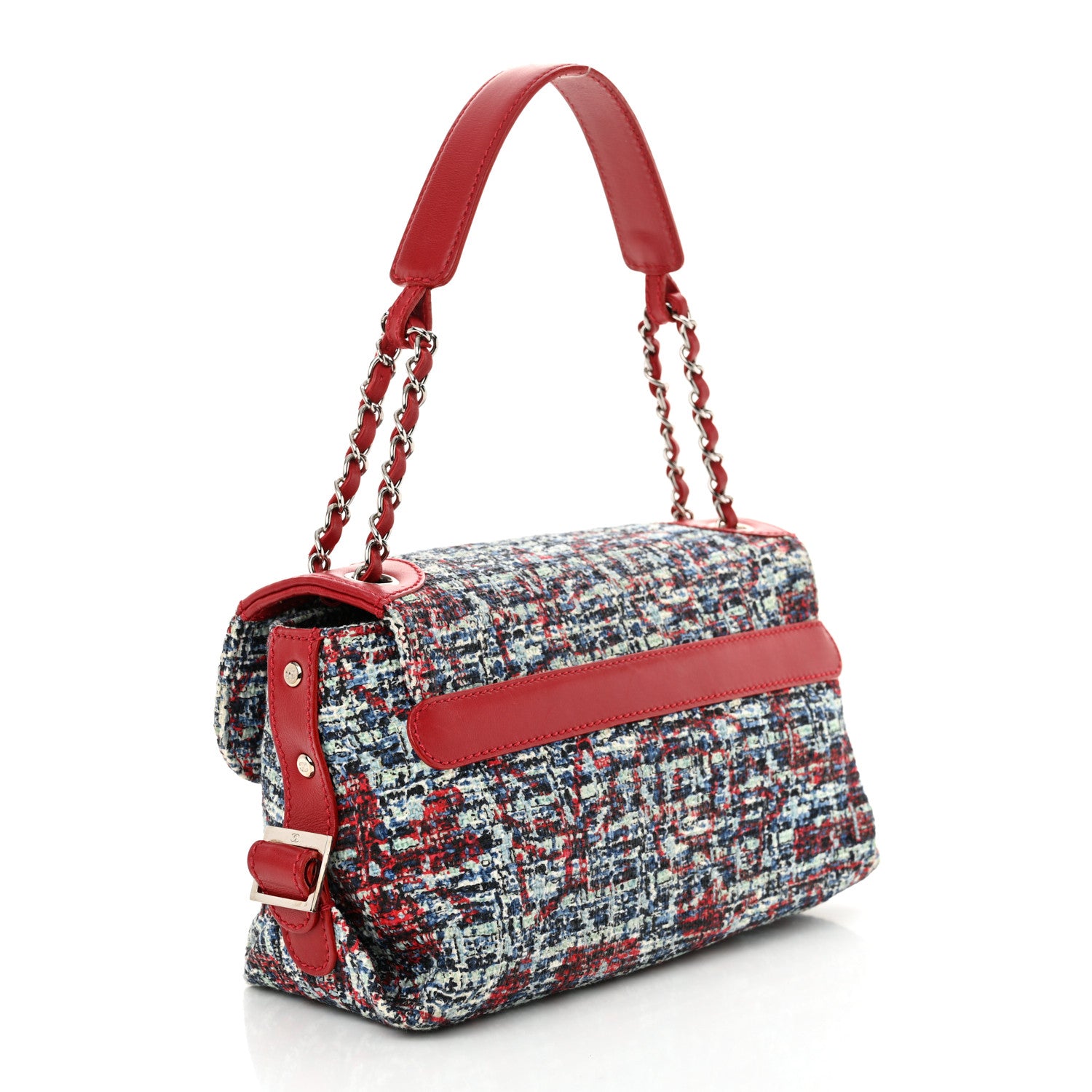 Chanel Tweed Lambskin Flap Blue Red 3 of 11