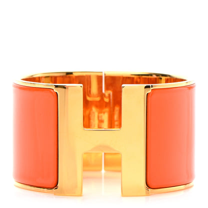 Hermes Enamel Extra Wide Clic Clac H Bracelet PM Orange 1 of 6