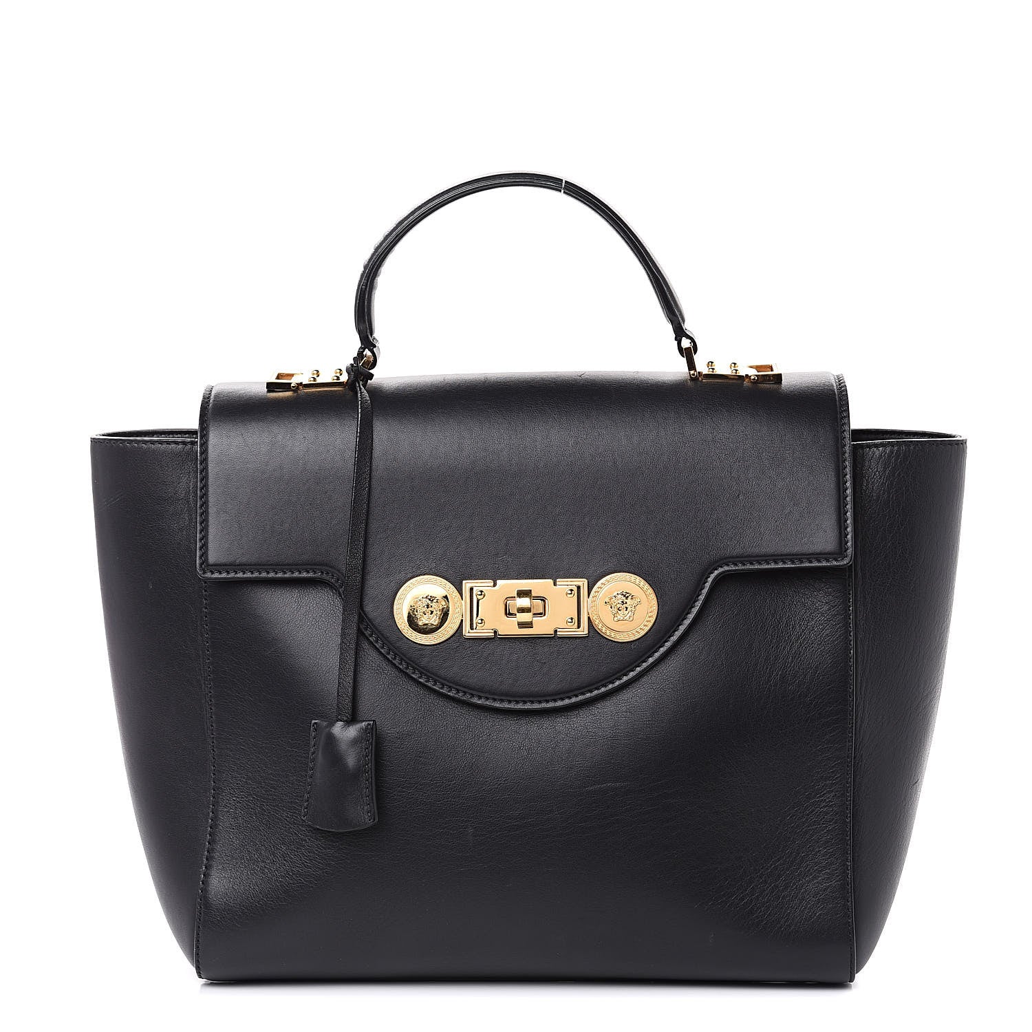 Versace Calfskin Signature Satchel Black 1 of 18