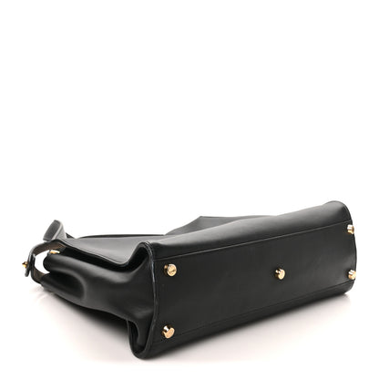 Fendi Vitello Tahiti Burro Large Peekaboo Iconic Essentially Satchel Black Corda 4 of 9