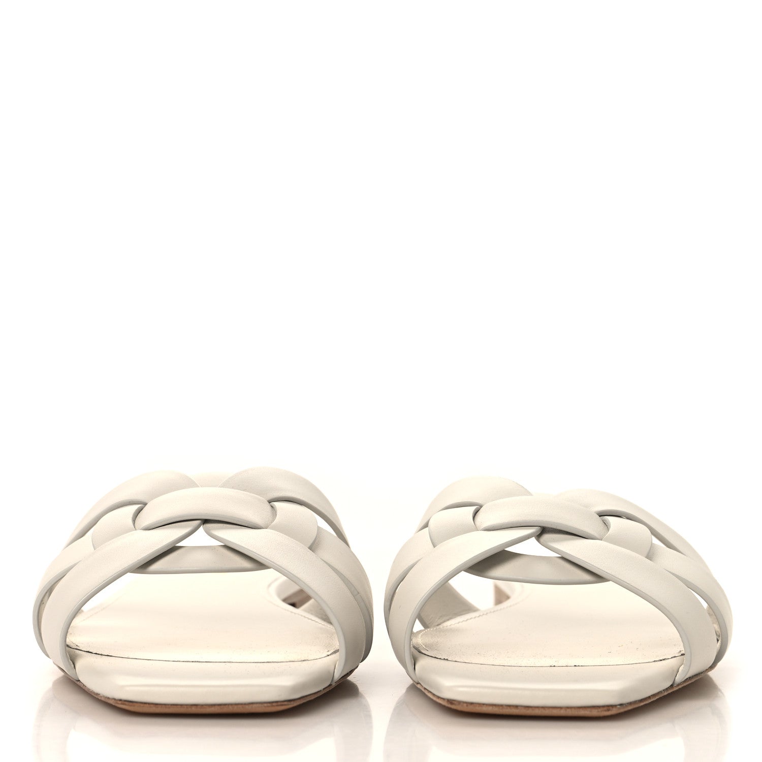 Saint Laurent Calfskin Tribute 05 Slide Sandals 40.5 Porcellana 3 of 10