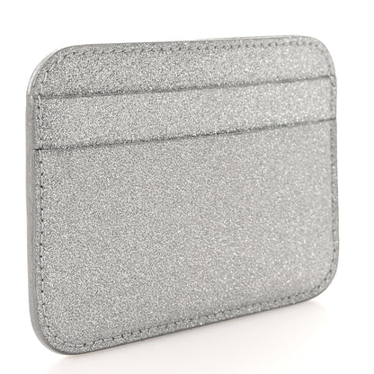 Balenciaga Glitter Calfskin Logo Cash Rounded Card Holder Silver Black 3 of 9
