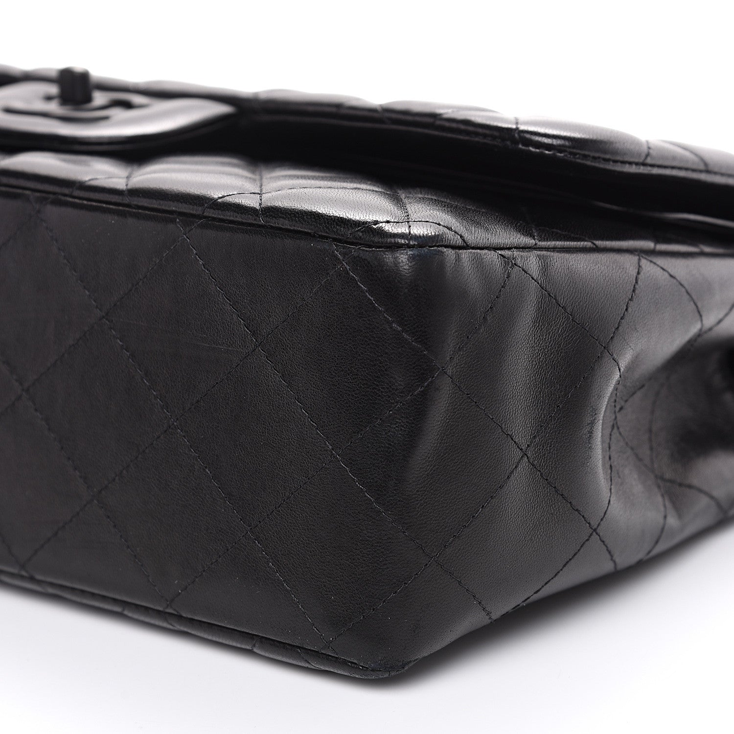 Chanel Lambskin Quilted Jumbo Double Flap So Black 10 of 19